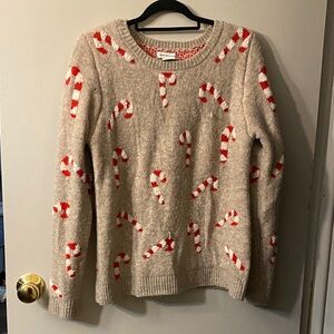 cupcakes & cashmere Beige Candy Cane Sweater